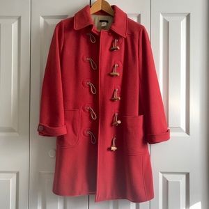vintage J. Crew orange wool jacket w/ wood toggles